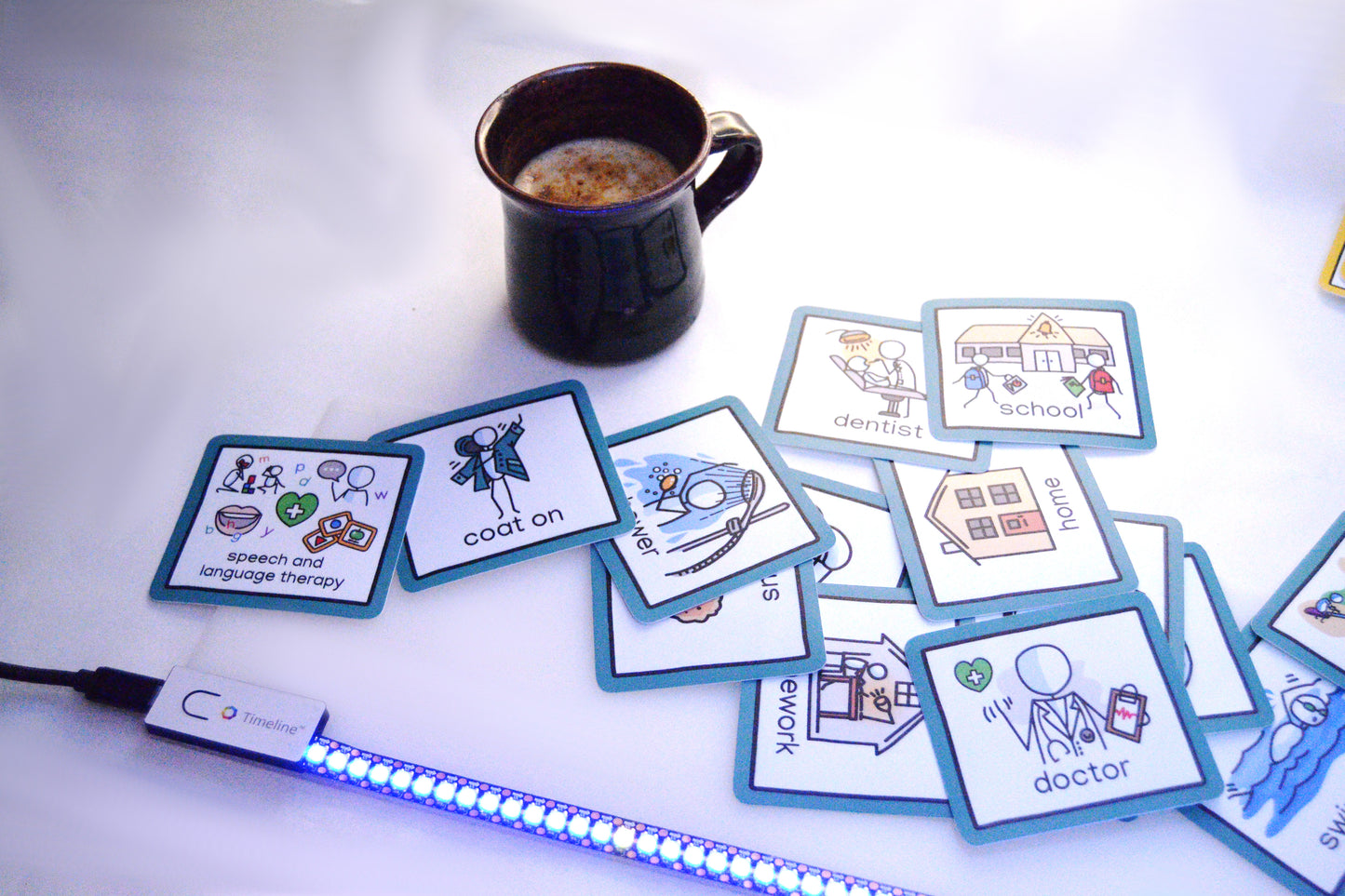 Timeline™ led strip digital hourglass - with whiteboard
