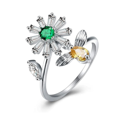 Adjustable Cubic Zirconia Spinner Ring