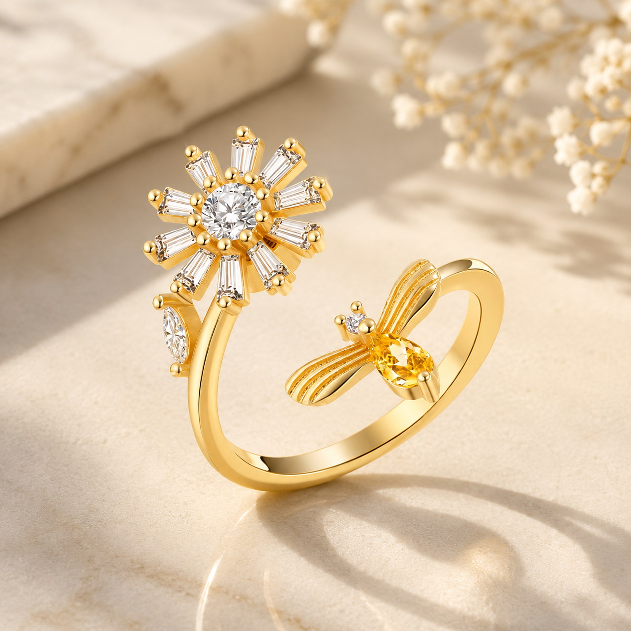 Adjustable Cubic Zirconia Spinner Ring
