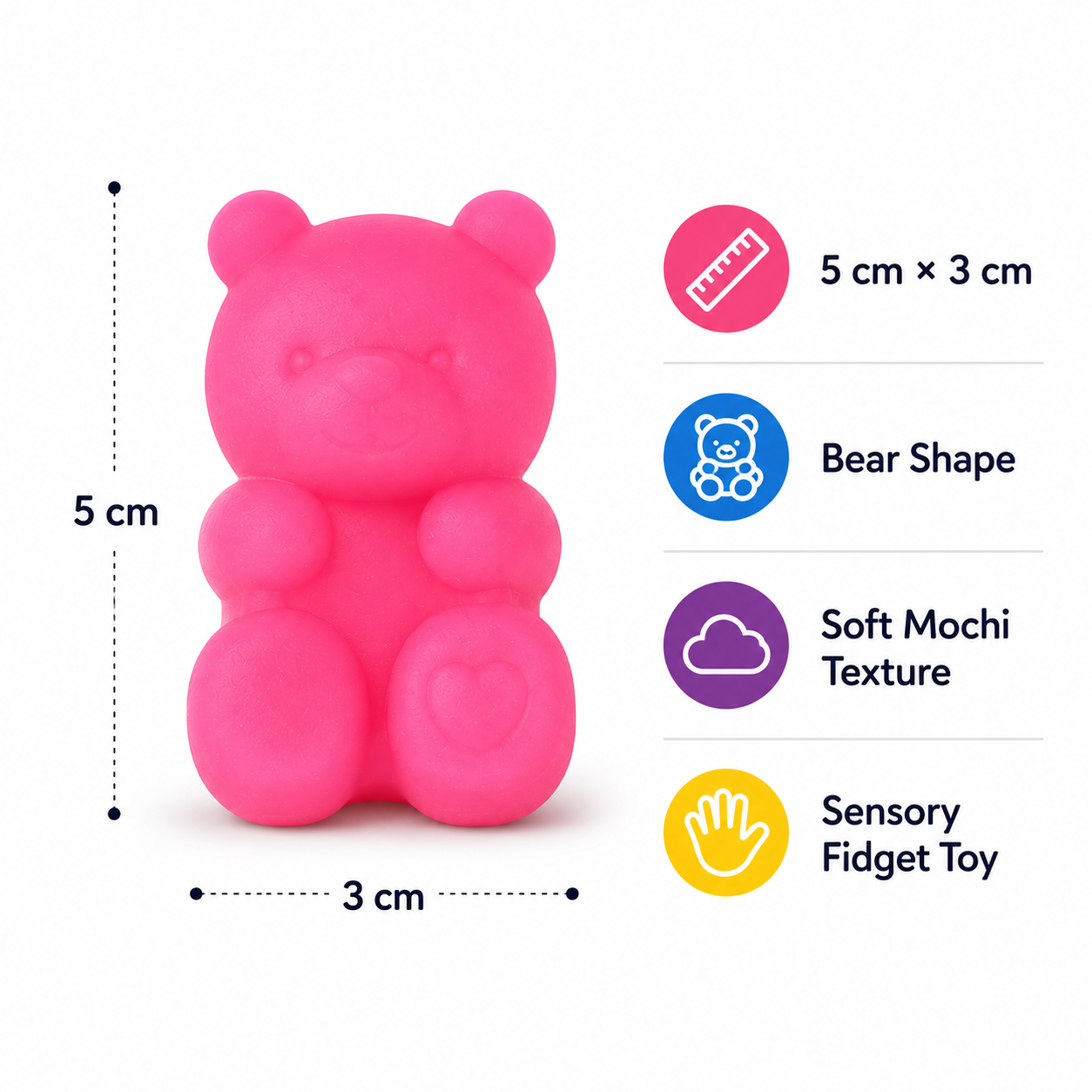Gummy Bear Mochi Squishies (Pack of 4)
