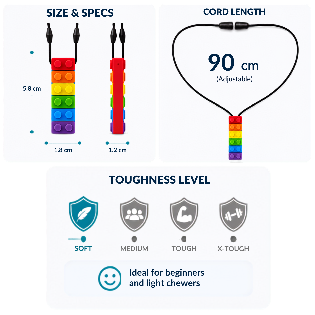 Sensory Chewable Necklace (Rainbow Brick)
