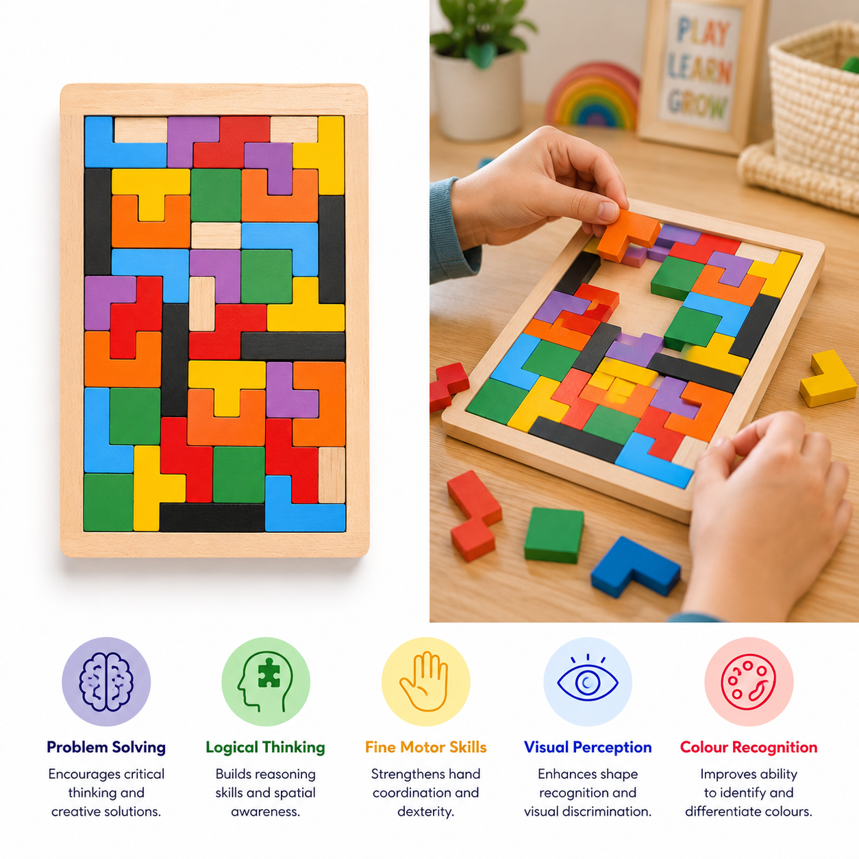 Wooden Tetris Tangram Puzzle