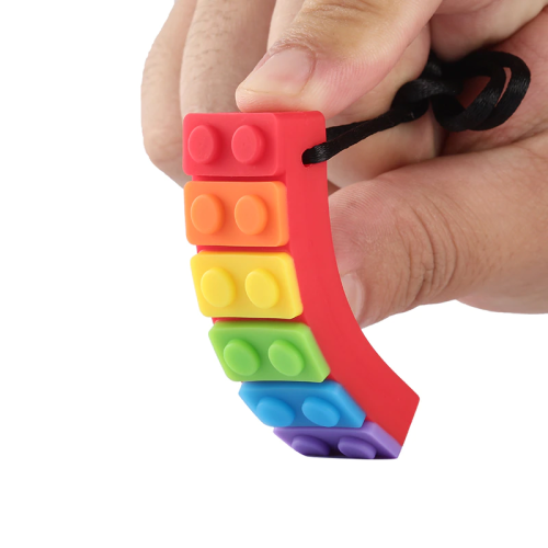 Sensory Chewable Necklace (Rainbow Brick)