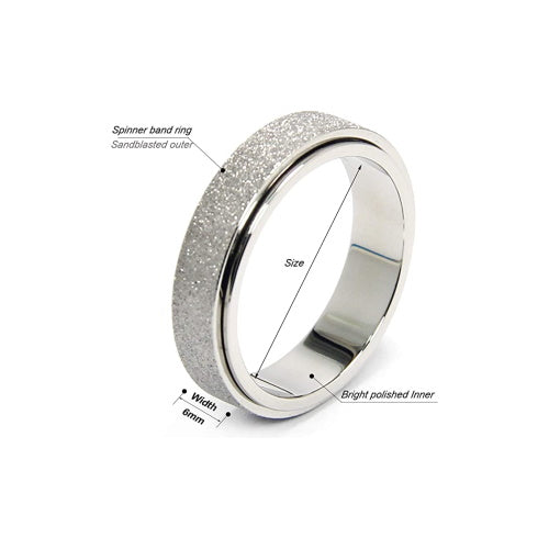 Silver Glitter Spinner Ring