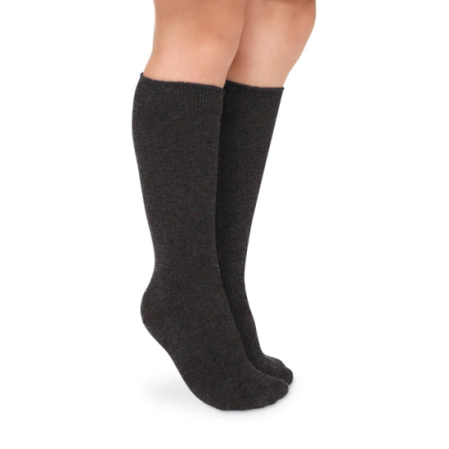 Jefferies Socks Smooth Toe Cotton Knee High Socks - Grey