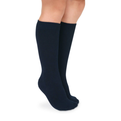 Jefferies Socks Smooth Toe Cotton Knee High Socks - Navy