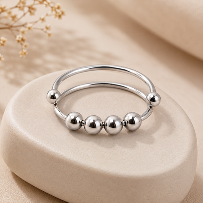 Adjustable Gold/Silver Plated Bead Spinner Ring