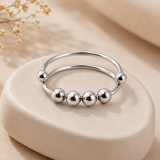 Adjustable Gold/Silver Plated Bead Spinner Ring