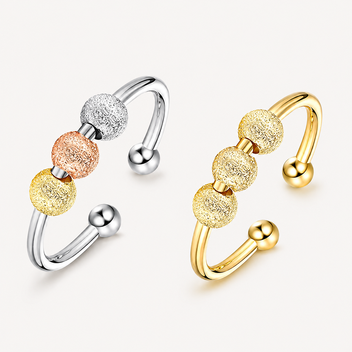 Adjustable Gold/Silver Plated Beaded Ring