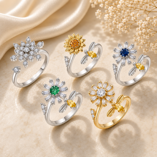 Adjustable Cubic Zirconia Spinner Ring