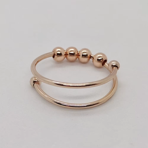 Adjustable Gold/Silver Plated Bead Spinner Ring