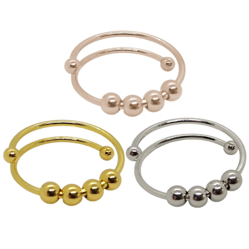 Adjustable Gold/Silver Plated Bead Spinner Ring