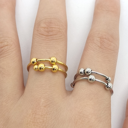 Adjustable Gold/Silver Plated Bead Spinner Ring