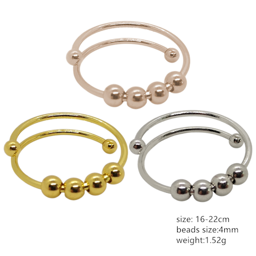 Adjustable Gold/Silver Plated Bead Spinner Ring