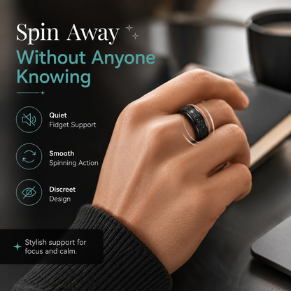Black Glitter Spinner Ring