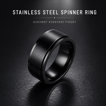 Stainless Steel Spinner Ring (Black)