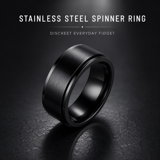 Stainless Steel Spinner Ring (Black)