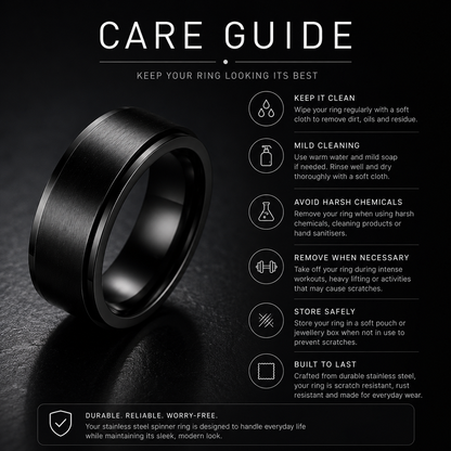 Stainless Steel Spinner Ring (Black)
