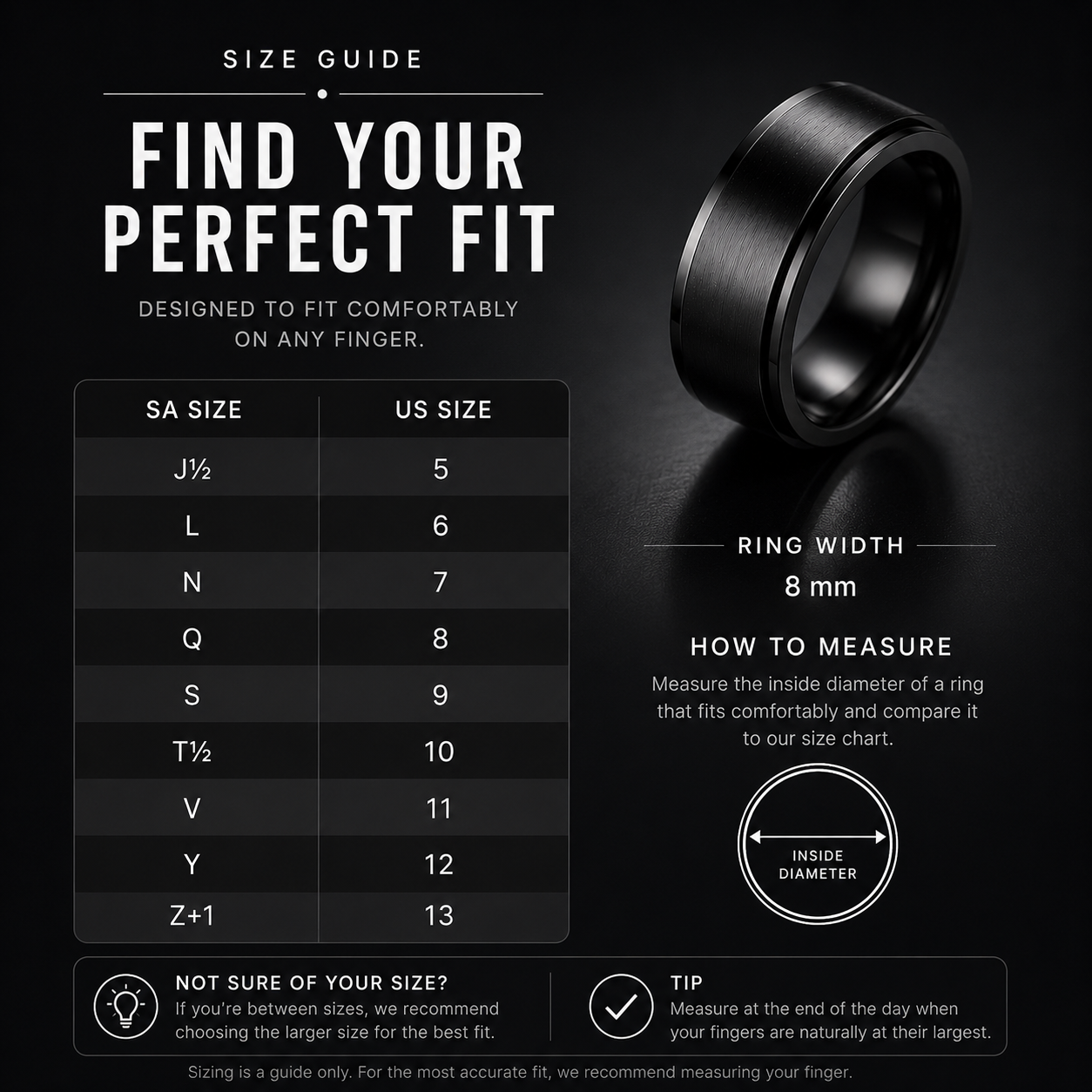 Stainless Steel Spinner Ring (Black)