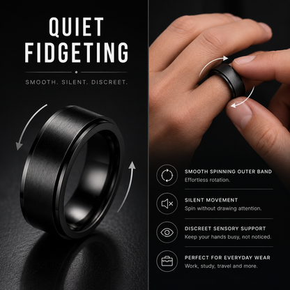 Stainless Steel Spinner Ring (Black)