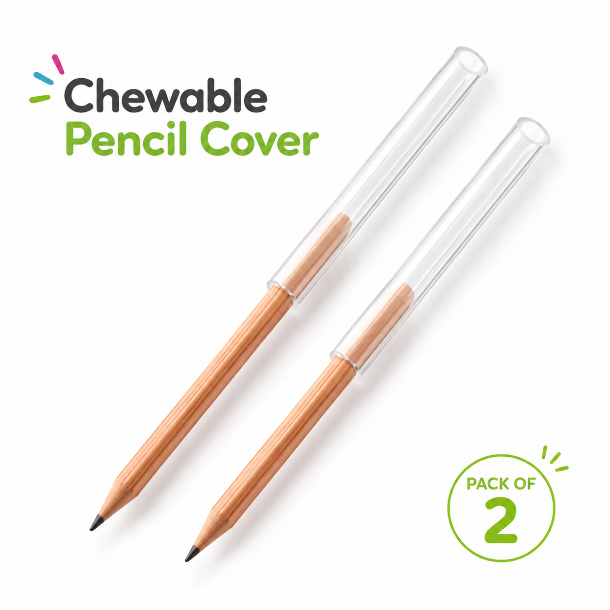 Chewable Pencil Cover (Clear - Pack of 2)