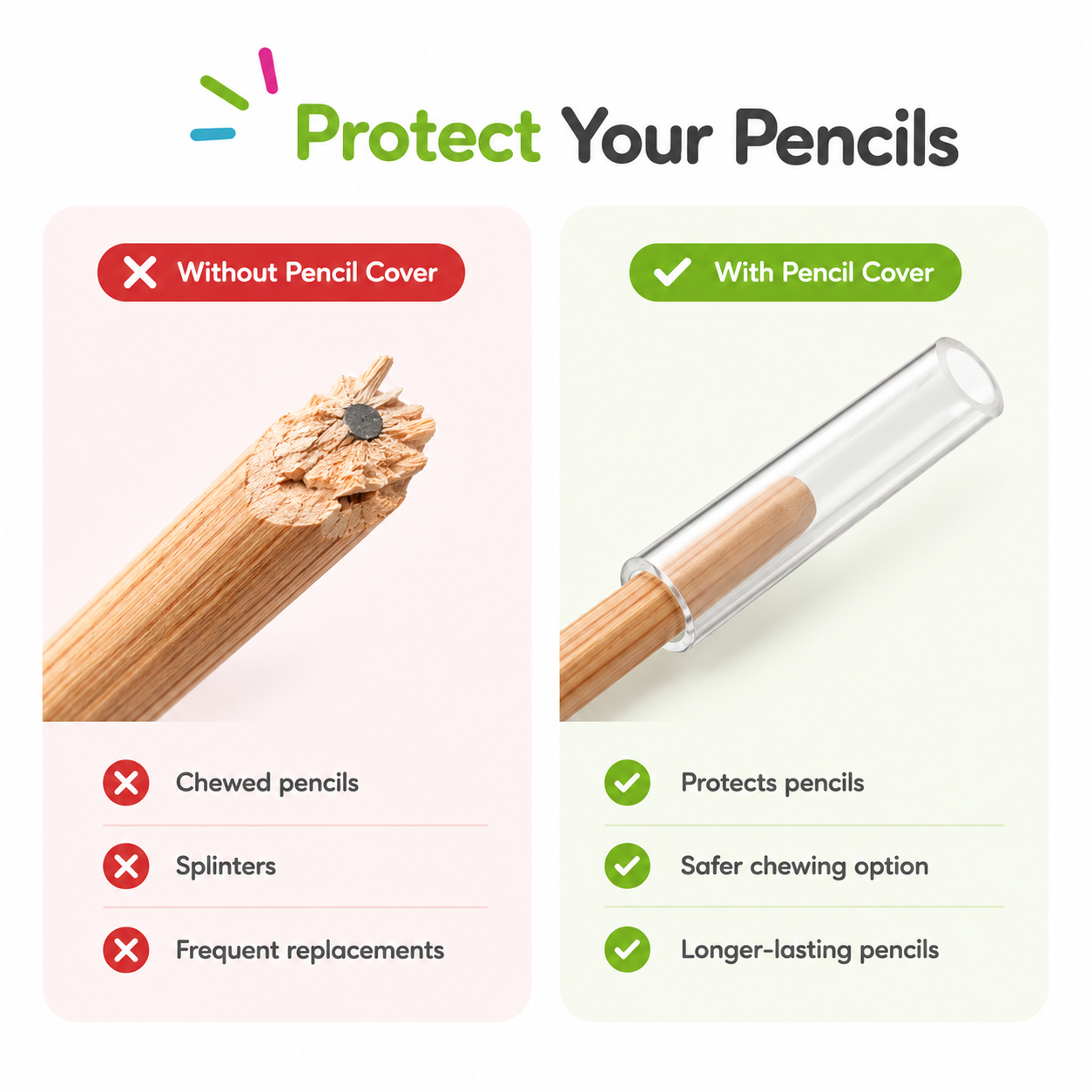 Chewable Pencil Cover (Clear - Pack of 2)
