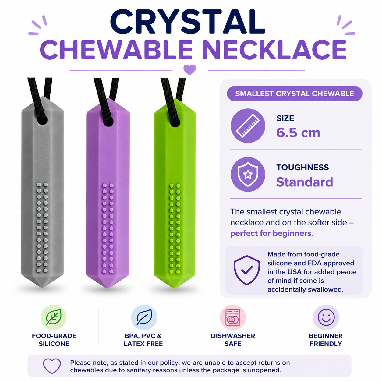 Sensory Chewable Necklace (Crystal)
