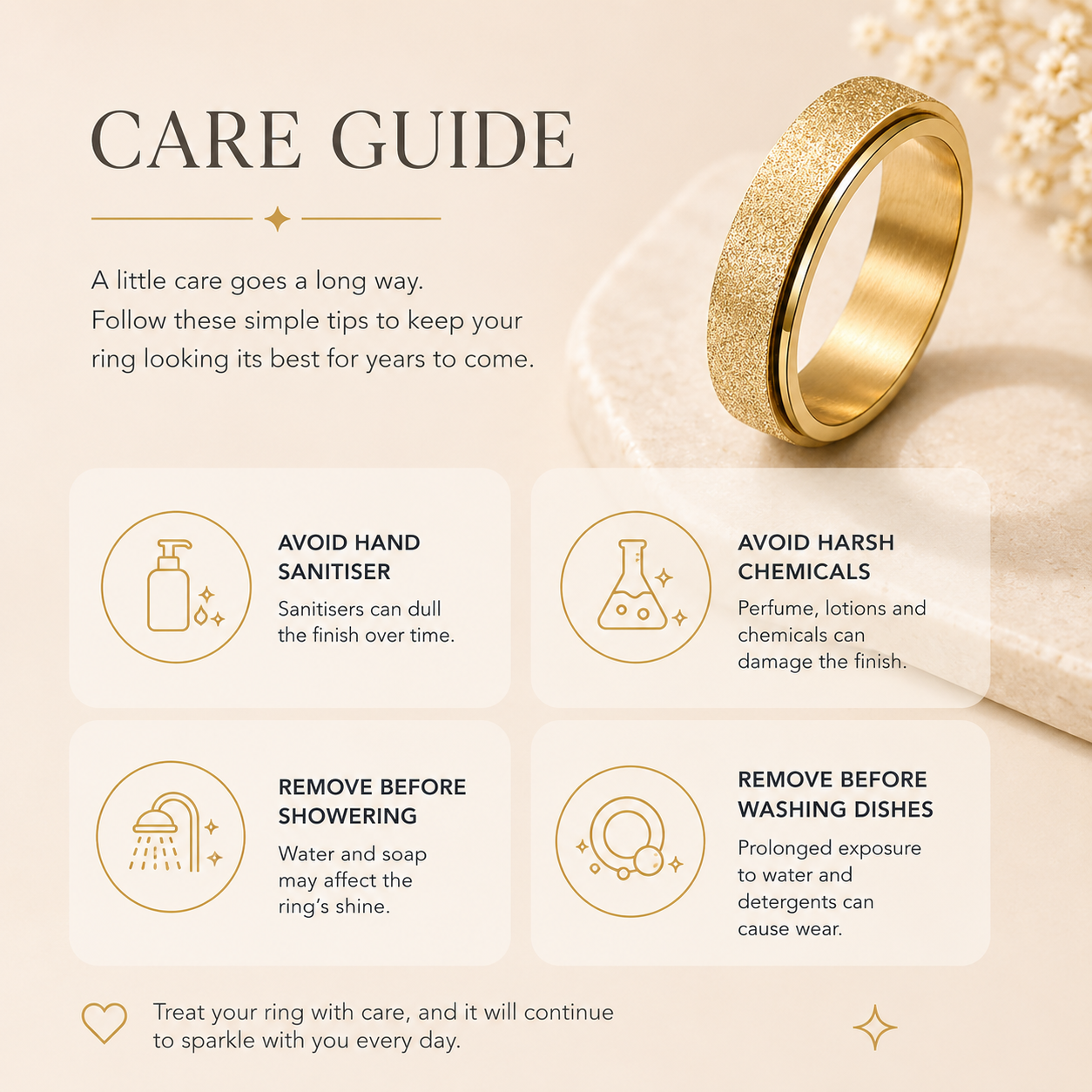 Gold Glitter Spinner Ring