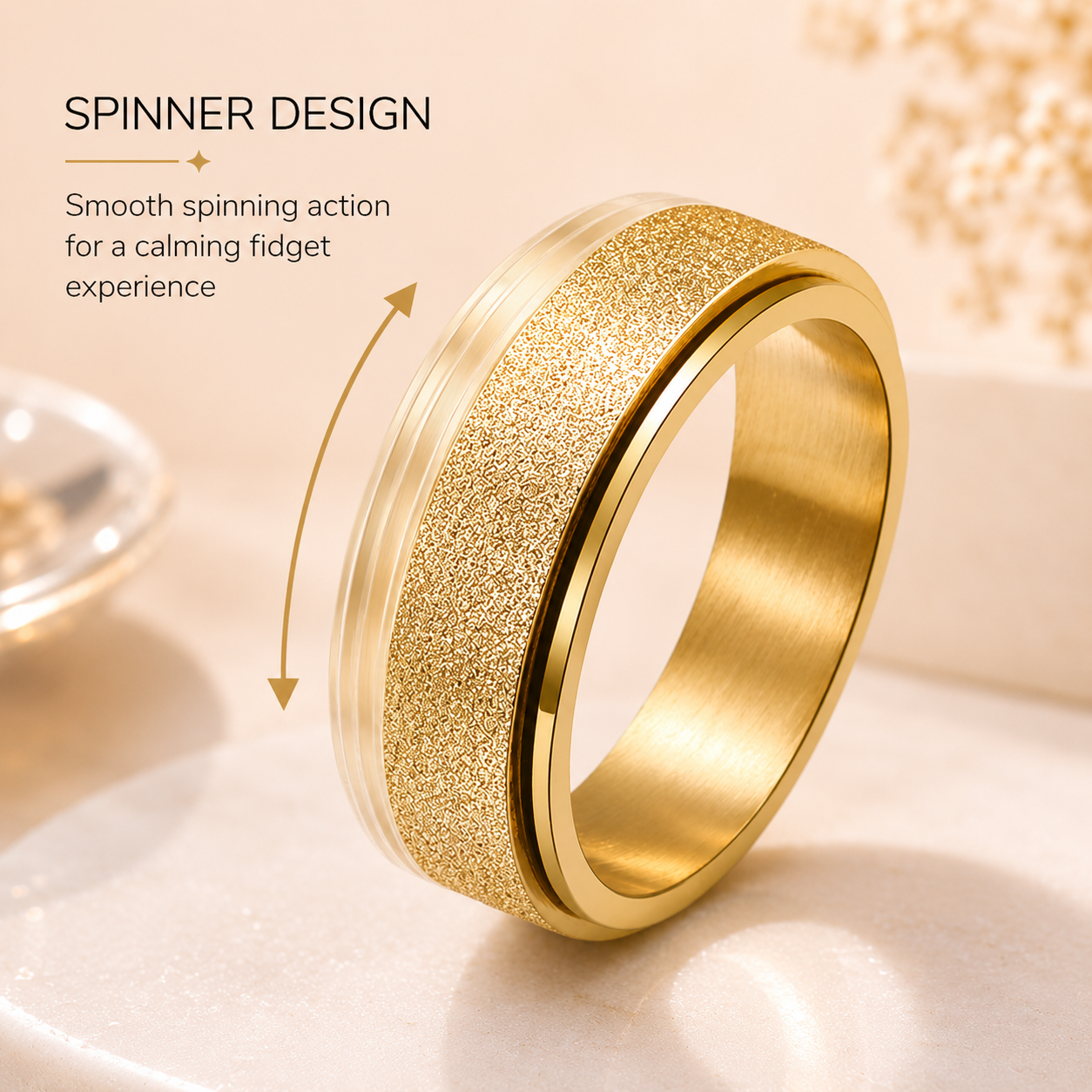 Gold Glitter Spinner Ring