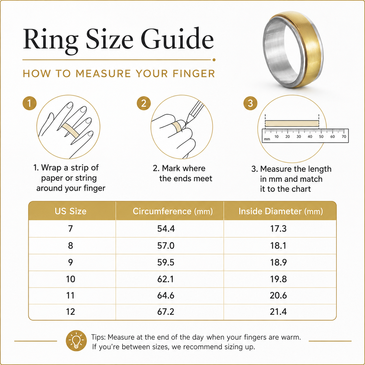 Stainless Steel Unisex Spinner Ring (Gold/Silver)