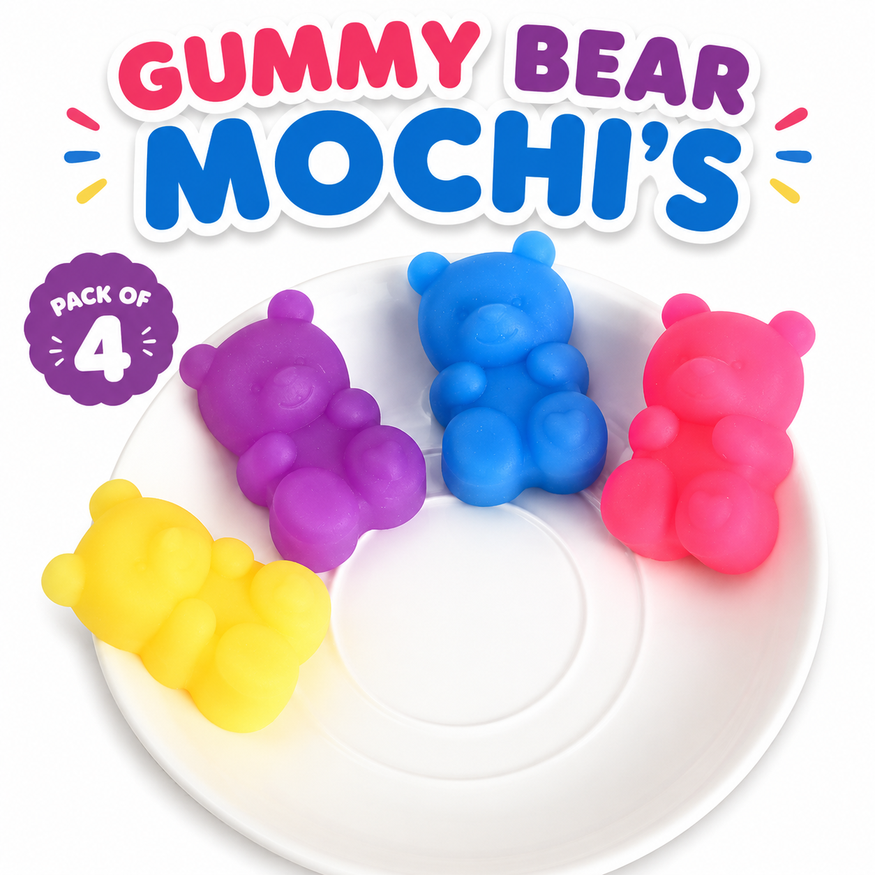 Gummy Bear Mochi Squishies (Pack of 4)
