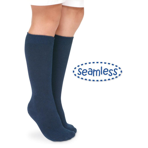 Jefferies Socks Low Seam Cotton Knee High Socks - Navy