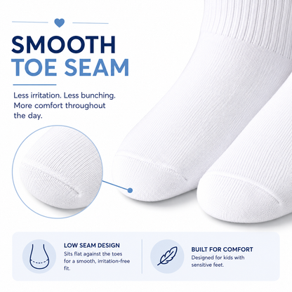 Jefferies Socks Smooth Toe Crew Non-Cushion Socks - White