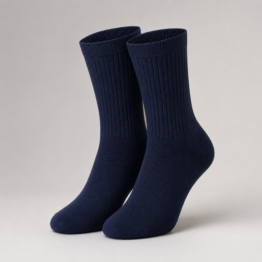 Jefferies Socks Smooth Toe Casual Crew Socks - Navy
