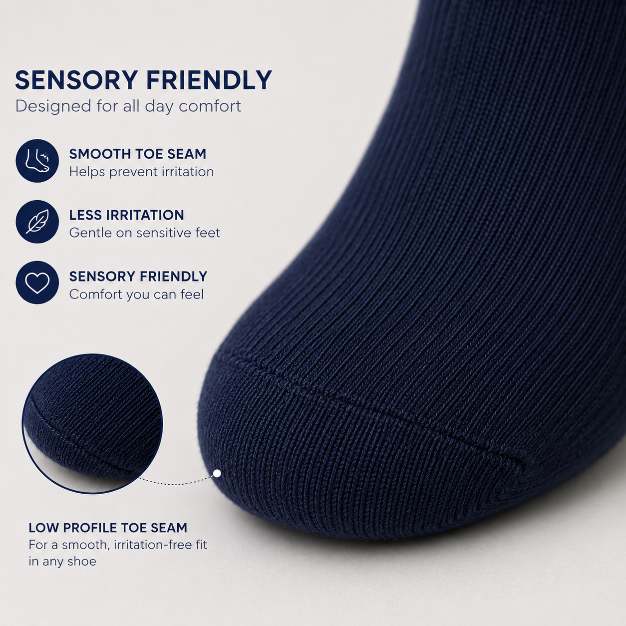Jefferies Socks Smooth Toe Casual Crew Socks - Navy