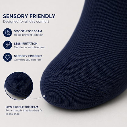 Jefferies Socks Smooth Toe Casual Crew Socks - Navy
