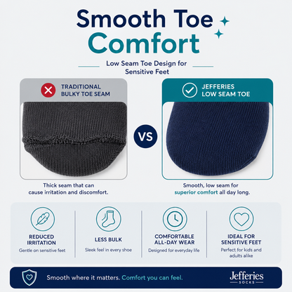 Jefferies Socks Smooth Toe Cotton Knee High Socks - Navy