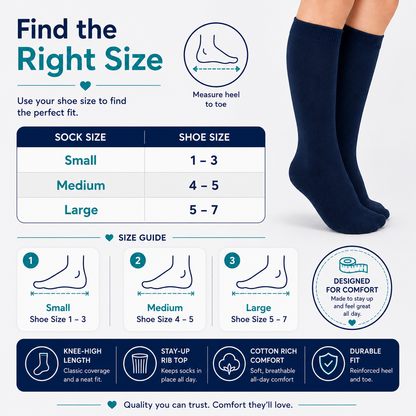 Jefferies Socks Smooth Toe Cotton Knee High Socks - Navy