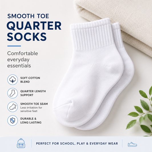 Jefferies Socks Smooth Toe Quarter Non-Cushion Socks - White