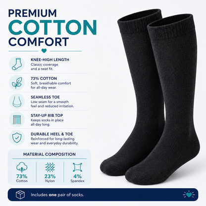 Jefferies Socks Smooth Toe Cotton Knee High Socks - Grey