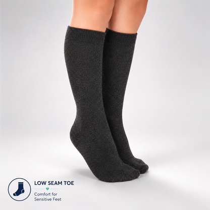 Jefferies Socks Smooth Toe Cotton Knee High Socks - Grey