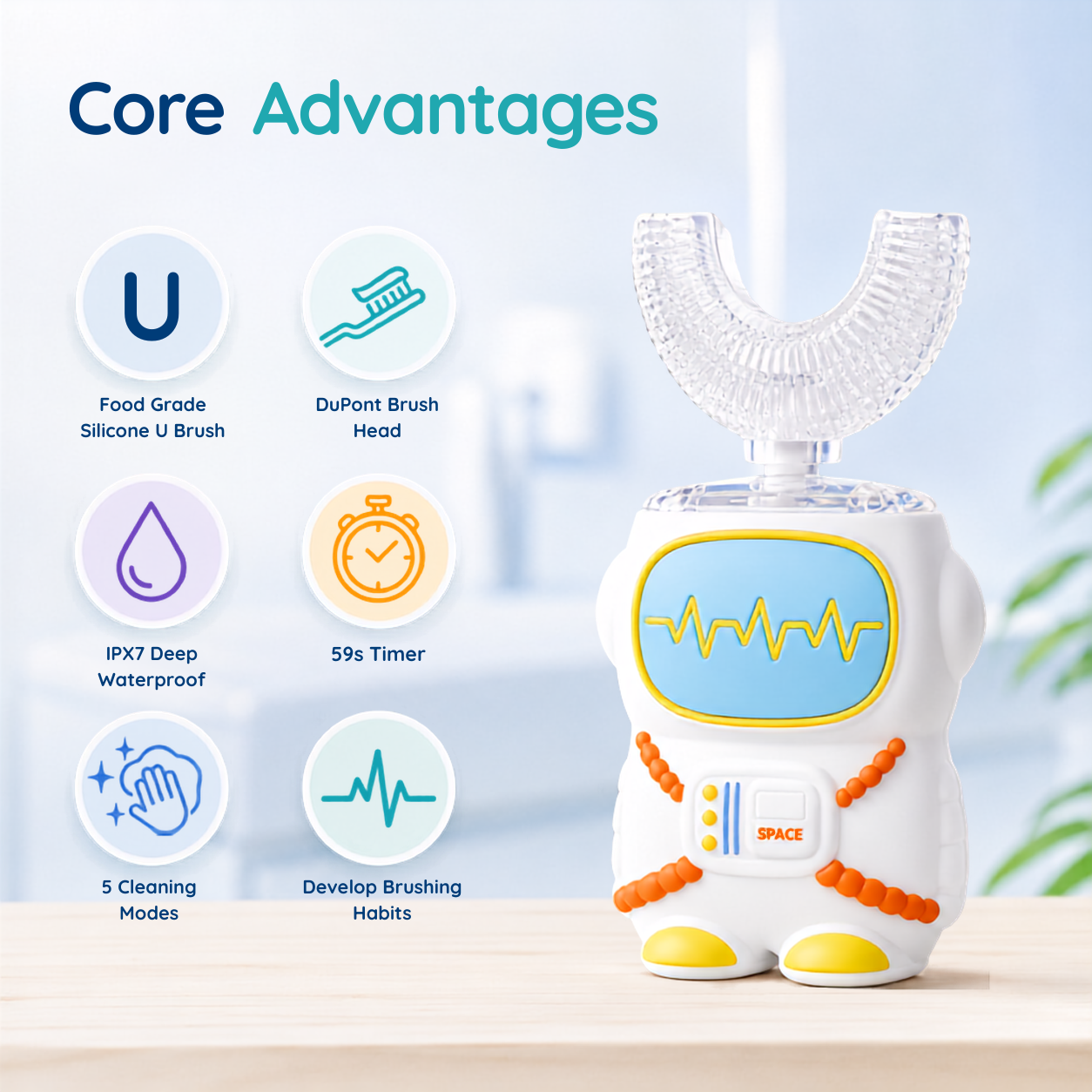 Kids U-Shaped Electric Toothbrush (Astronaut)