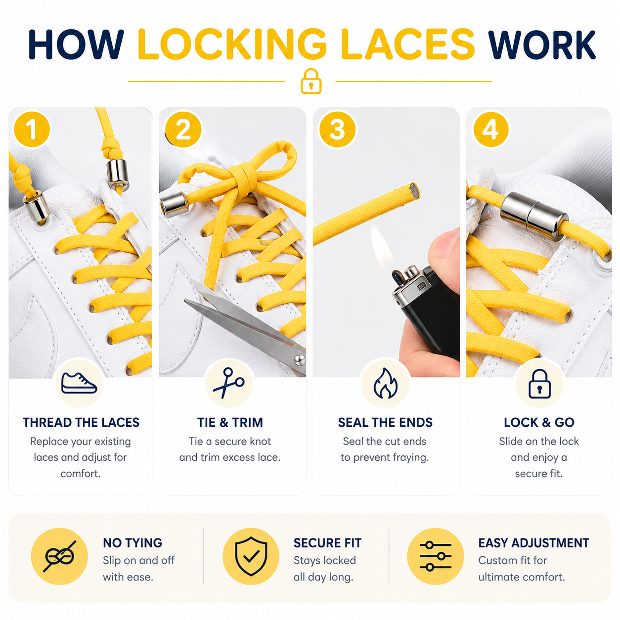Locking Laces elastic shoe laces