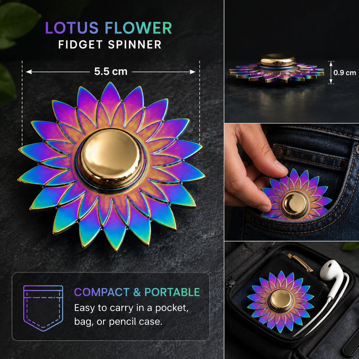 Lotus Flower Metal Fidget Spinner