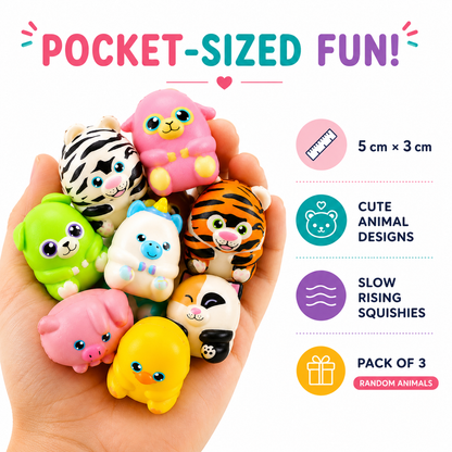 Mini Animal Slow Rising Squishies (Pack of 3)