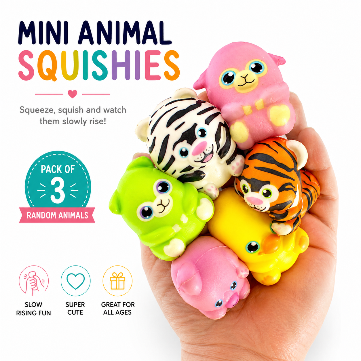 Mini Animal Slow Rising Squishies (Pack of 3)