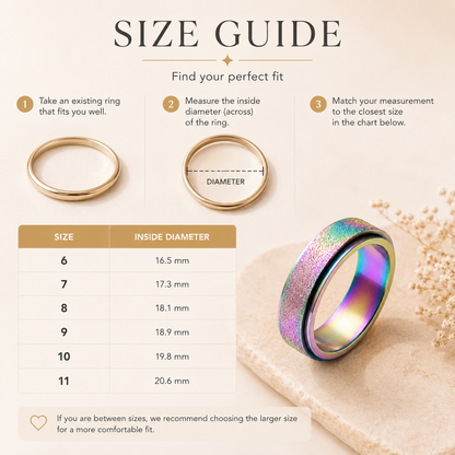Rainbow Glitter Spinner Ring