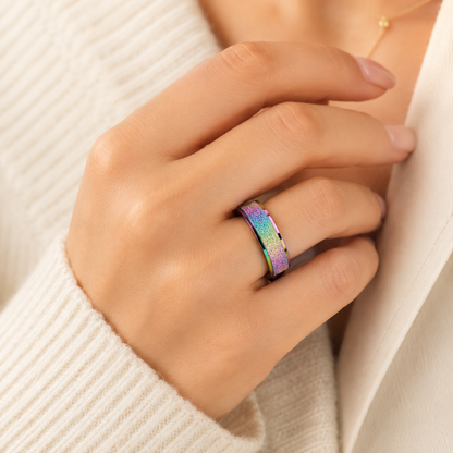 Rainbow Glitter Spinner Ring
