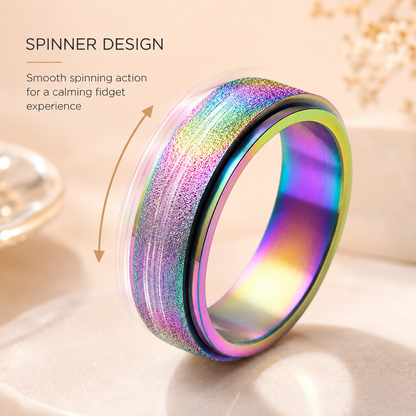 Rainbow Glitter Spinner Ring
