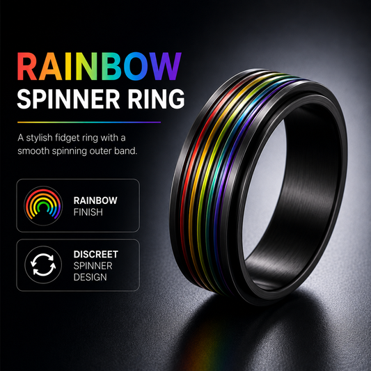 Rainbow Spinner Ring (Black)